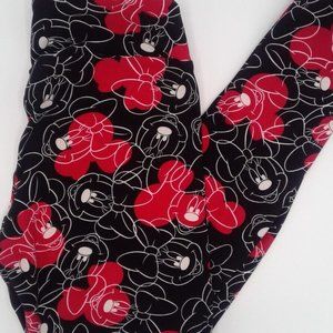 LULAROE DISNEY LEGGINGS ONE SIZE MINNIE MOUSE BLACK AND RED